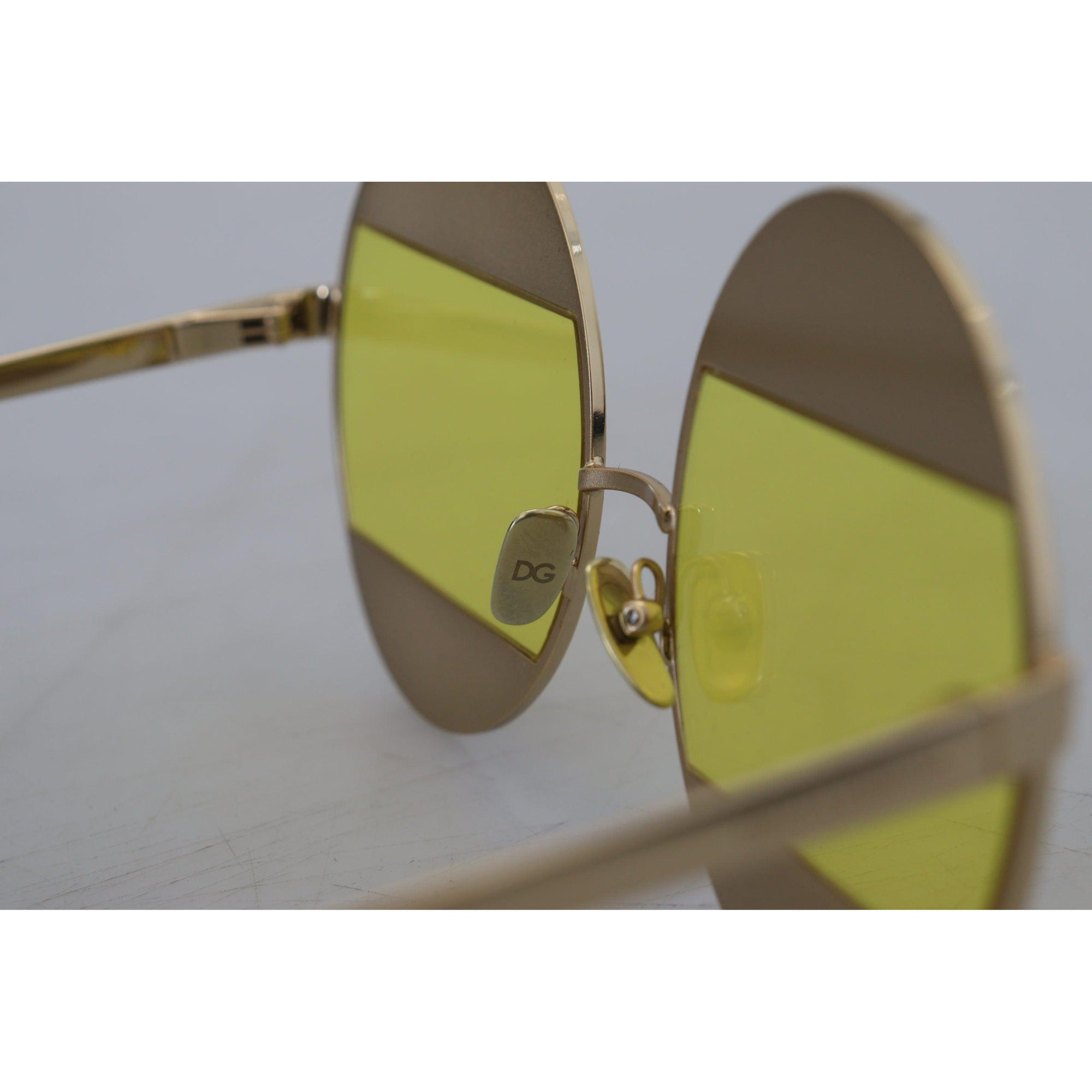 Dolce &amp; Gabbana Crystal Embellished Gold Oval Sunglasses