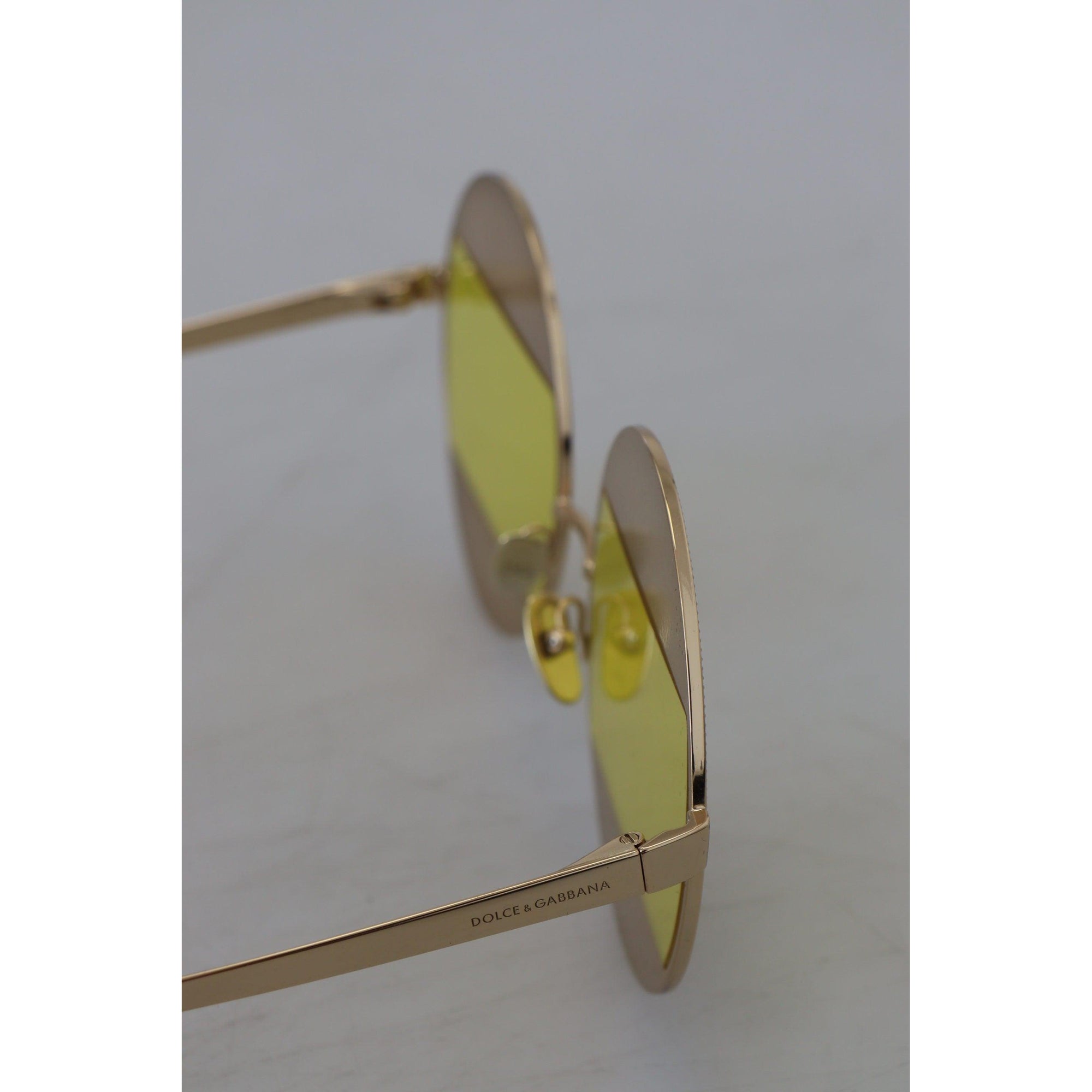 Dolce &amp; Gabbana Crystal Embellished Gold Oval Sunglasses