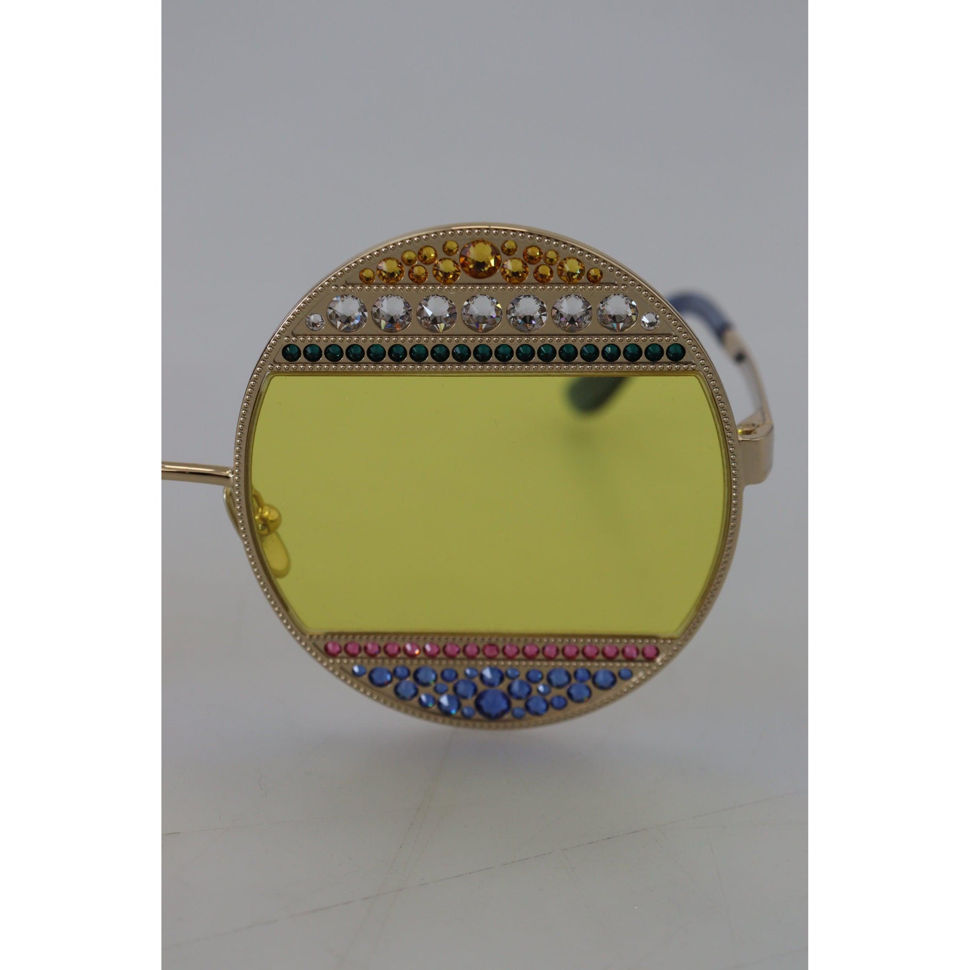 Dolce &amp; Gabbana Crystal Embellished Gold Oval Sunglasses