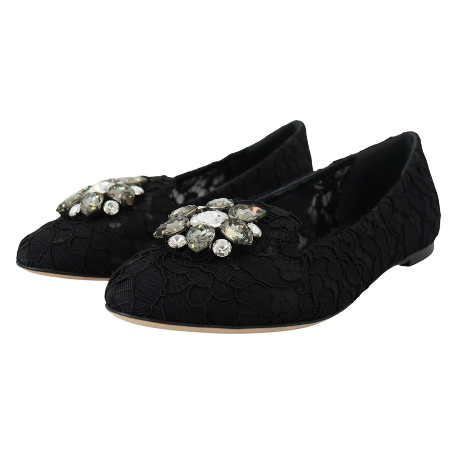 Dolce & Gabbana Elegant Floral Lace Flat Vally Shoes