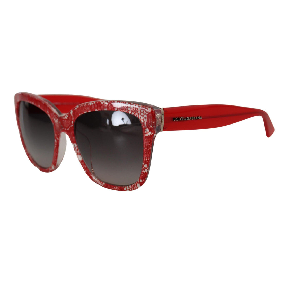 Dolce & Gabbana Chic Red Lace-Inspired Designer Sunglasses