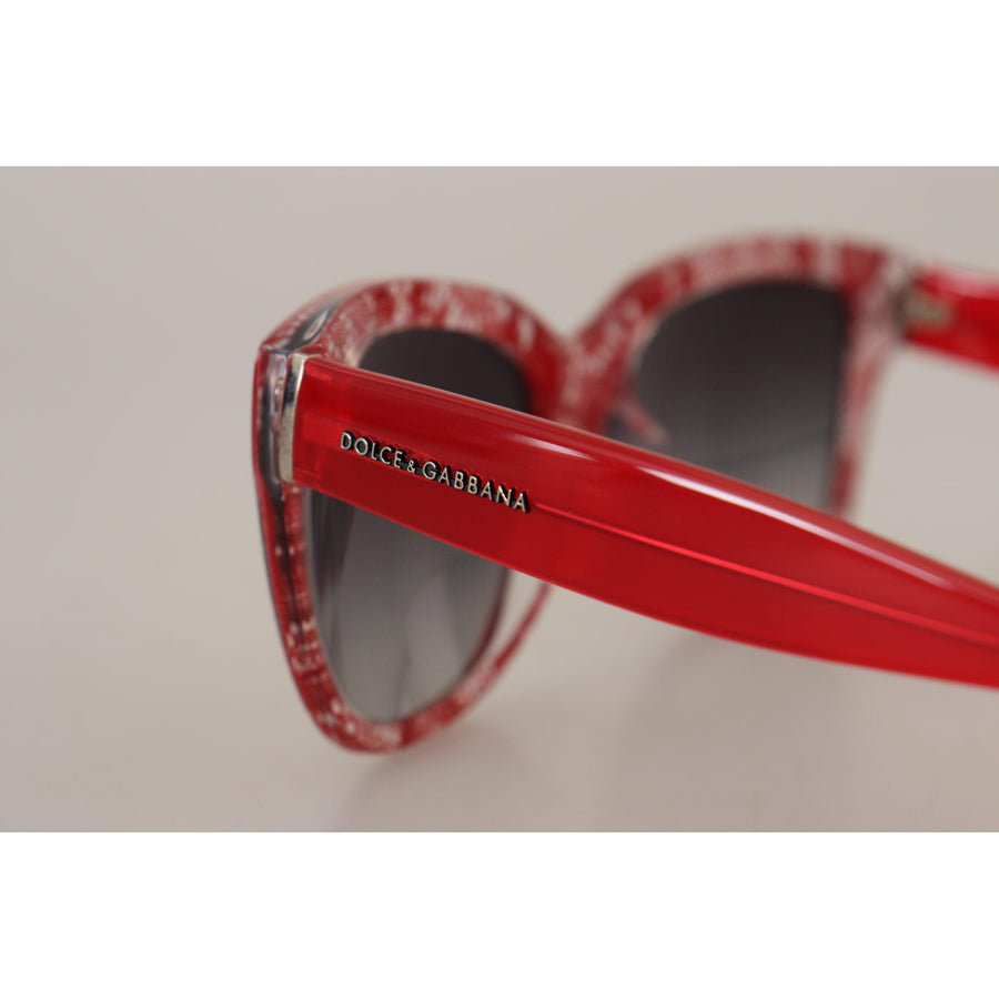 Dolce & Gabbana Chic Red Lace-Inspired Designer Sunglasses