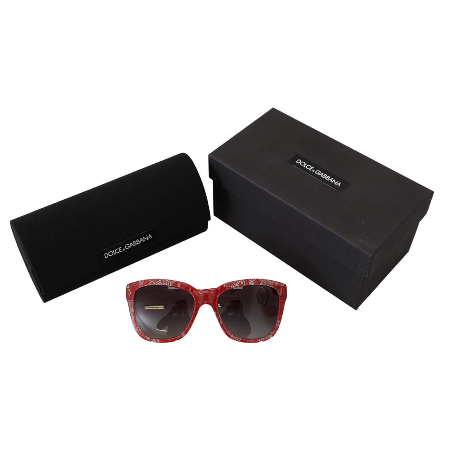 Dolce & Gabbana Chic Red Lace-Inspired Designer Sunglasses