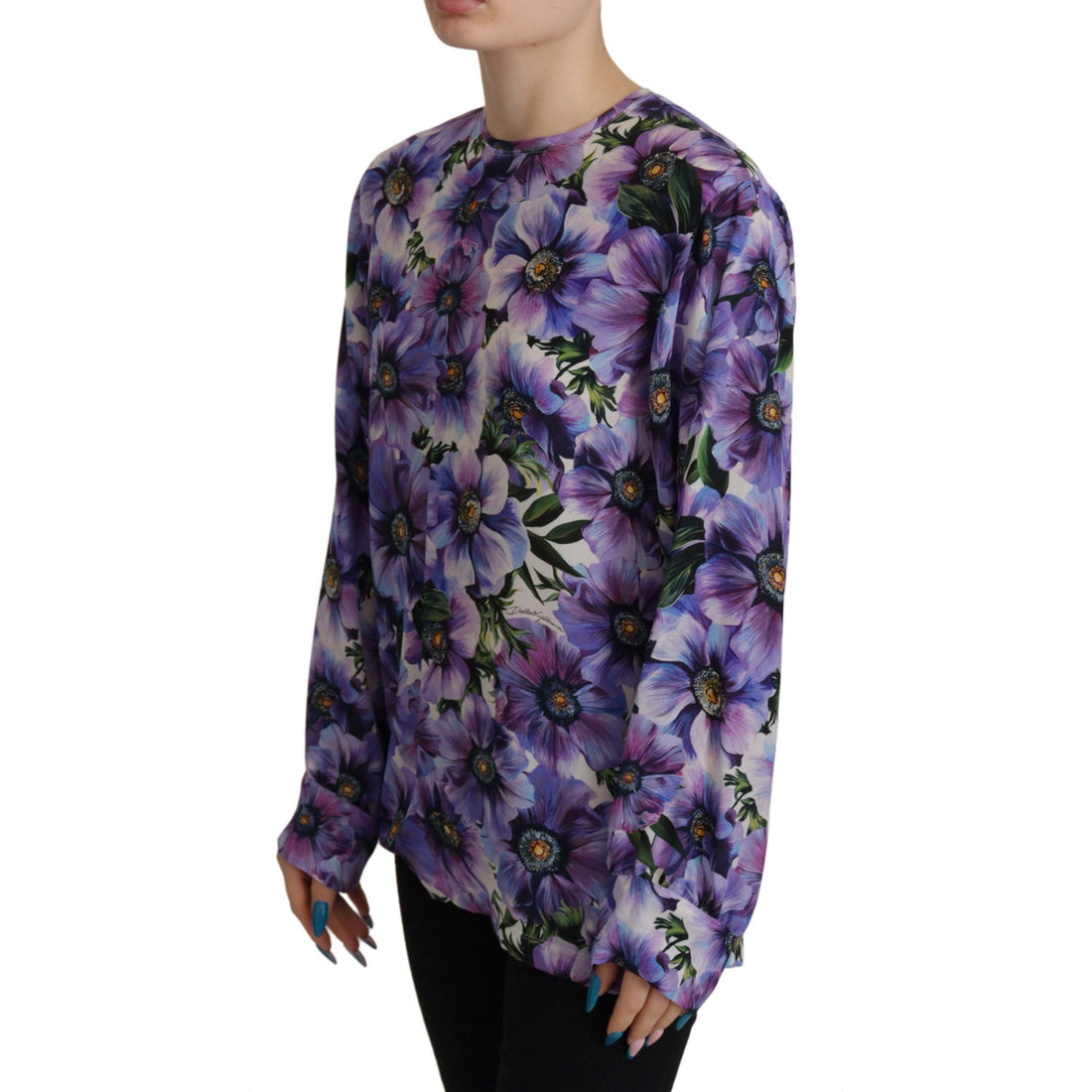 Dolce & Gabbana Elegant Floral Silk Long Sleeve Blouse