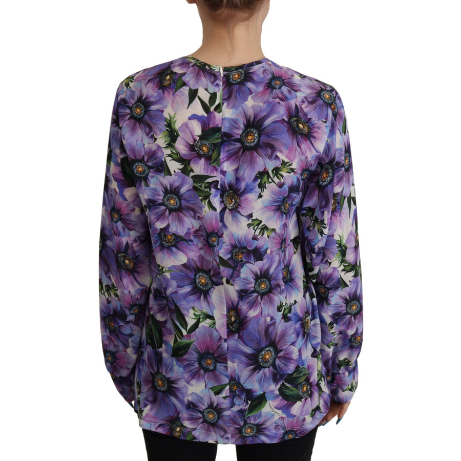 Dolce & Gabbana Elegant Floral Silk Long Sleeve Blouse