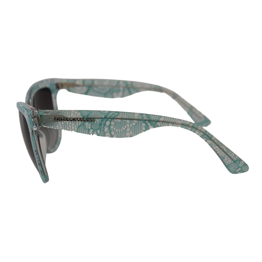 Dolce & Gabbana Elegant Blue Lace-Crystal Sunglasses