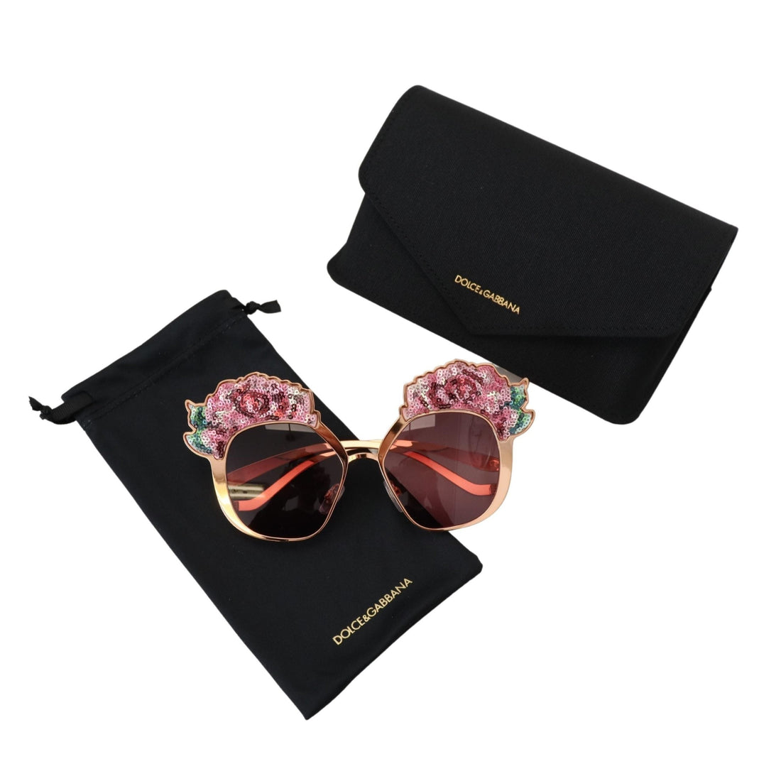 Dolce & Gabbana Chic Rose Sequin Embroidered Sunglasses