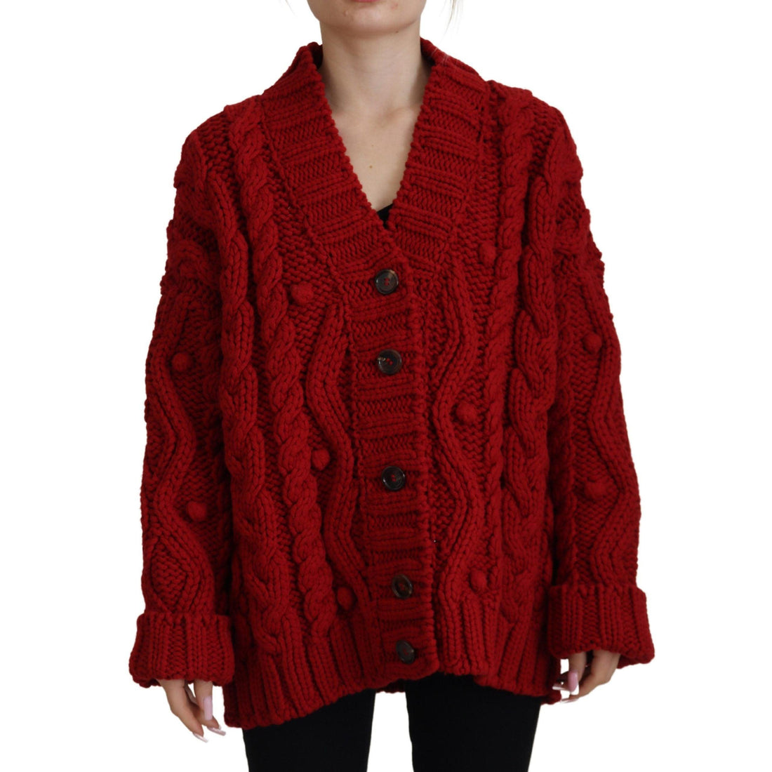 Dolce & Gabbana Elegant Red Virgin Wool Cardigan