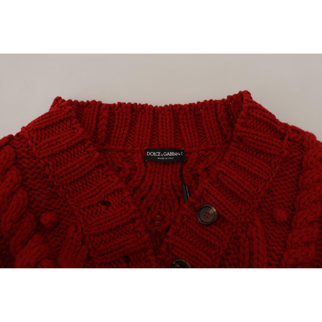 Dolce & Gabbana Elegant Red Virgin Wool Cardigan