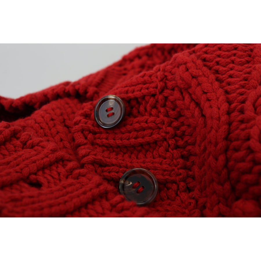 Dolce & Gabbana Elegant Red Virgin Wool Cardigan