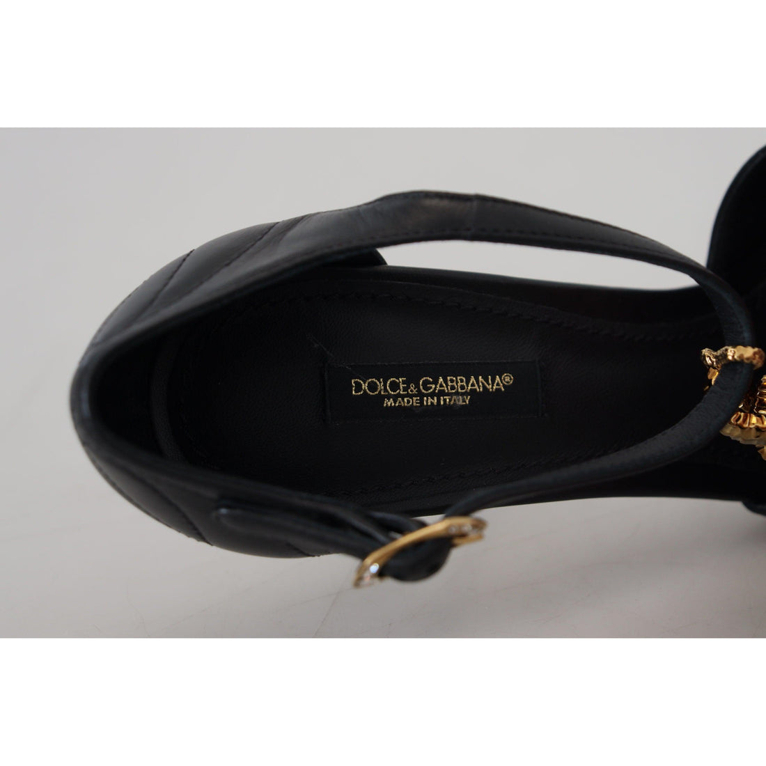 Dolce & Gabbana Elegant Gold-Embellished Leather Sandals