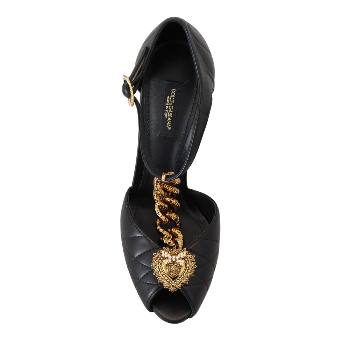 Dolce & Gabbana Elegant Gold-Embellished Leather Sandals