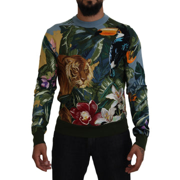 Dolce & Gabbana Jungle Embroidered Wool Silk Sweater