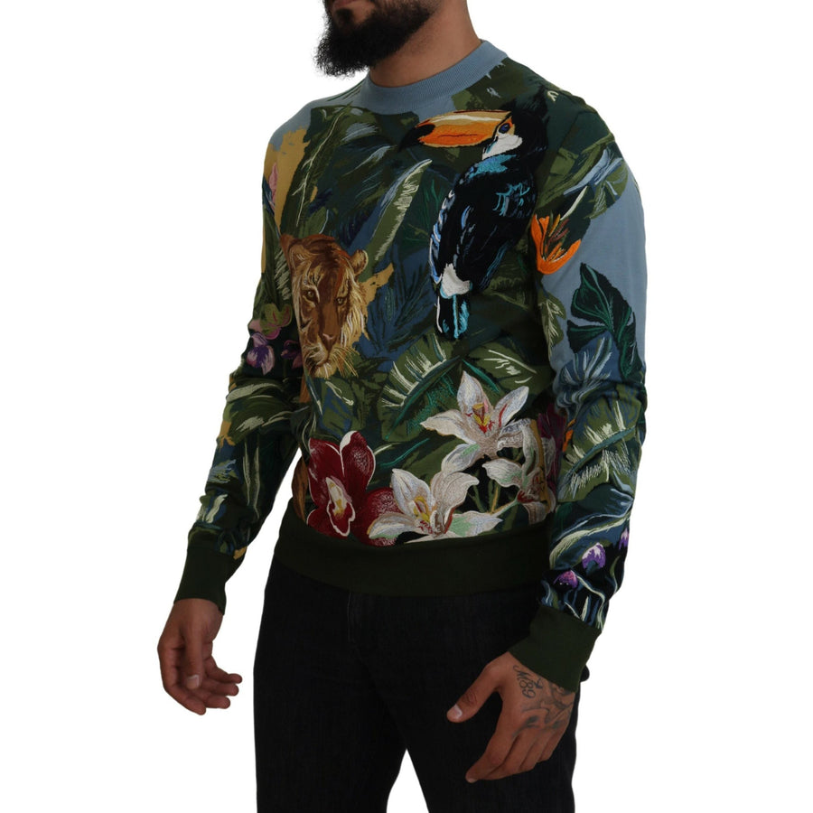 Dolce & Gabbana Jungle Embroidered Wool Silk Sweater