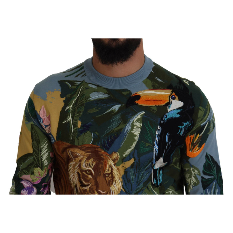 Dolce & Gabbana Jungle Embroidered Wool Silk Sweater