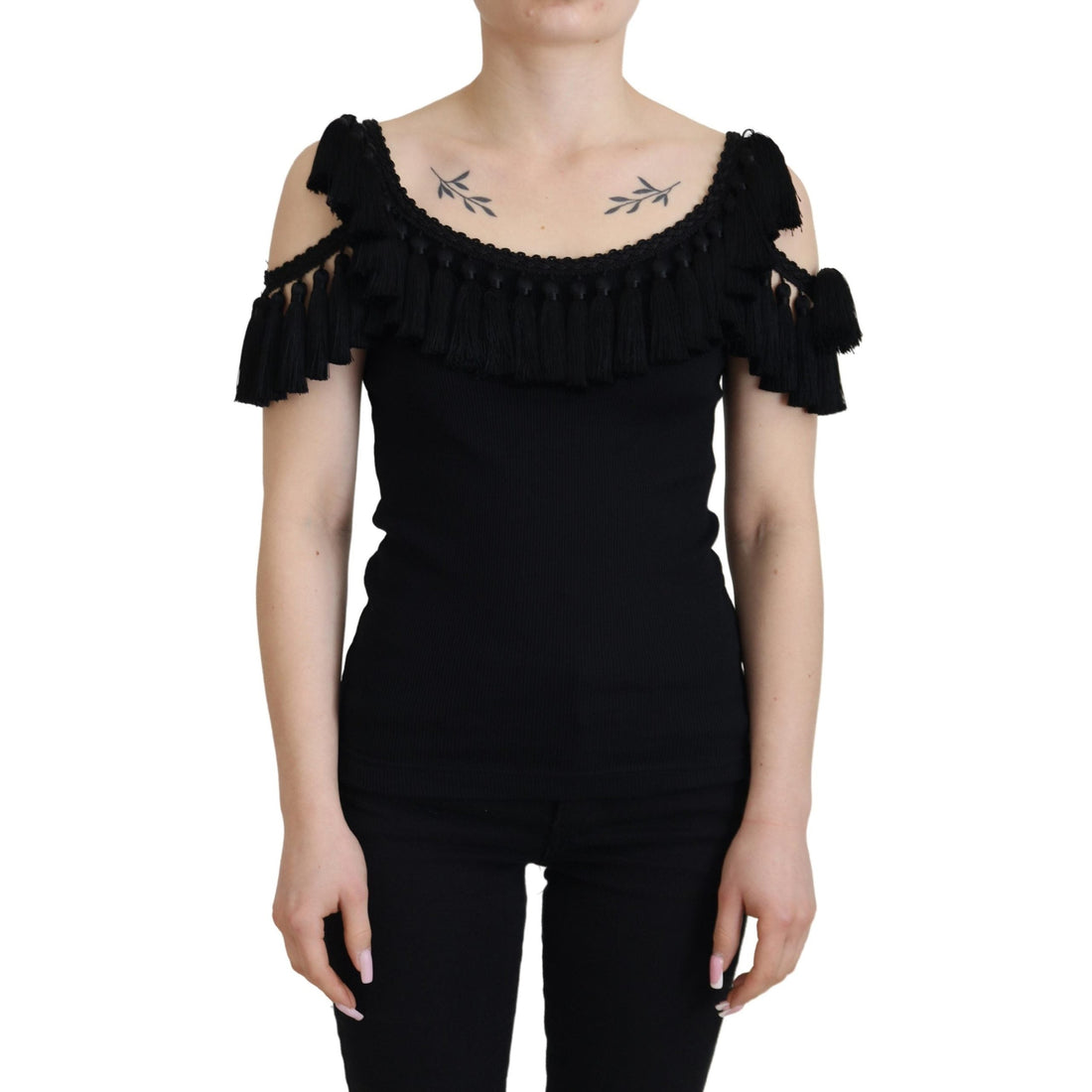 Dolce & Gabbana Elegant Black Cotton Tank Top Blouse