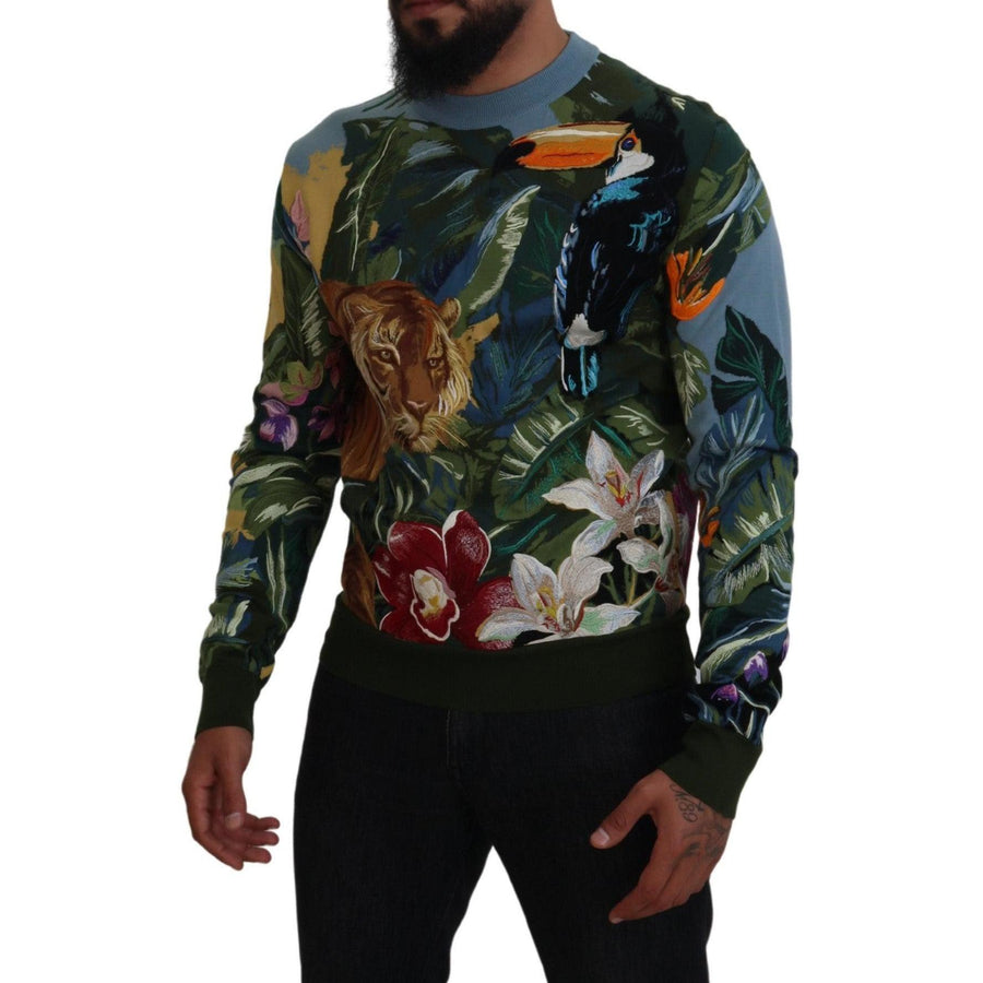 Dolce & Gabbana Jungle Embroidered Wool Silk Sweater