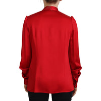 Dolce & Gabbana Elegant Red Ascot Collar Blouse