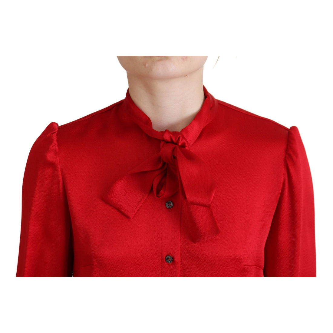 Dolce & Gabbana Elegant Red Ascot Collar Blouse