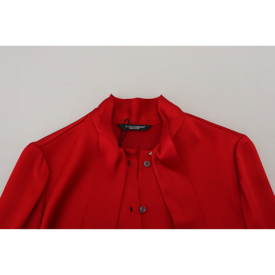 Dolce & Gabbana Elegant Red Ascot Collar Blouse