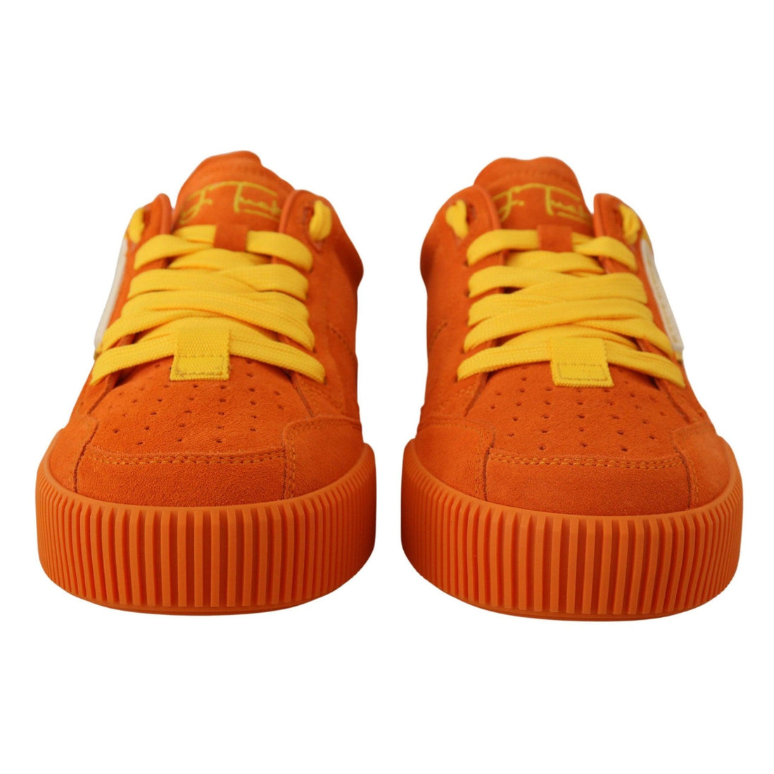 Dolce & Gabbana Chic Orange Suede Lace-Up Sneakers