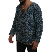 Dolce & Gabbana Elegant Blue V-Neck Cardigan Sweater