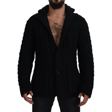 Dolce & Gabbana Elegant Black Wool-Cashmere Cardigan Sweater