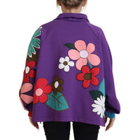 Dolce & Gabbana Elegant Purple Floral Pullover Sweater