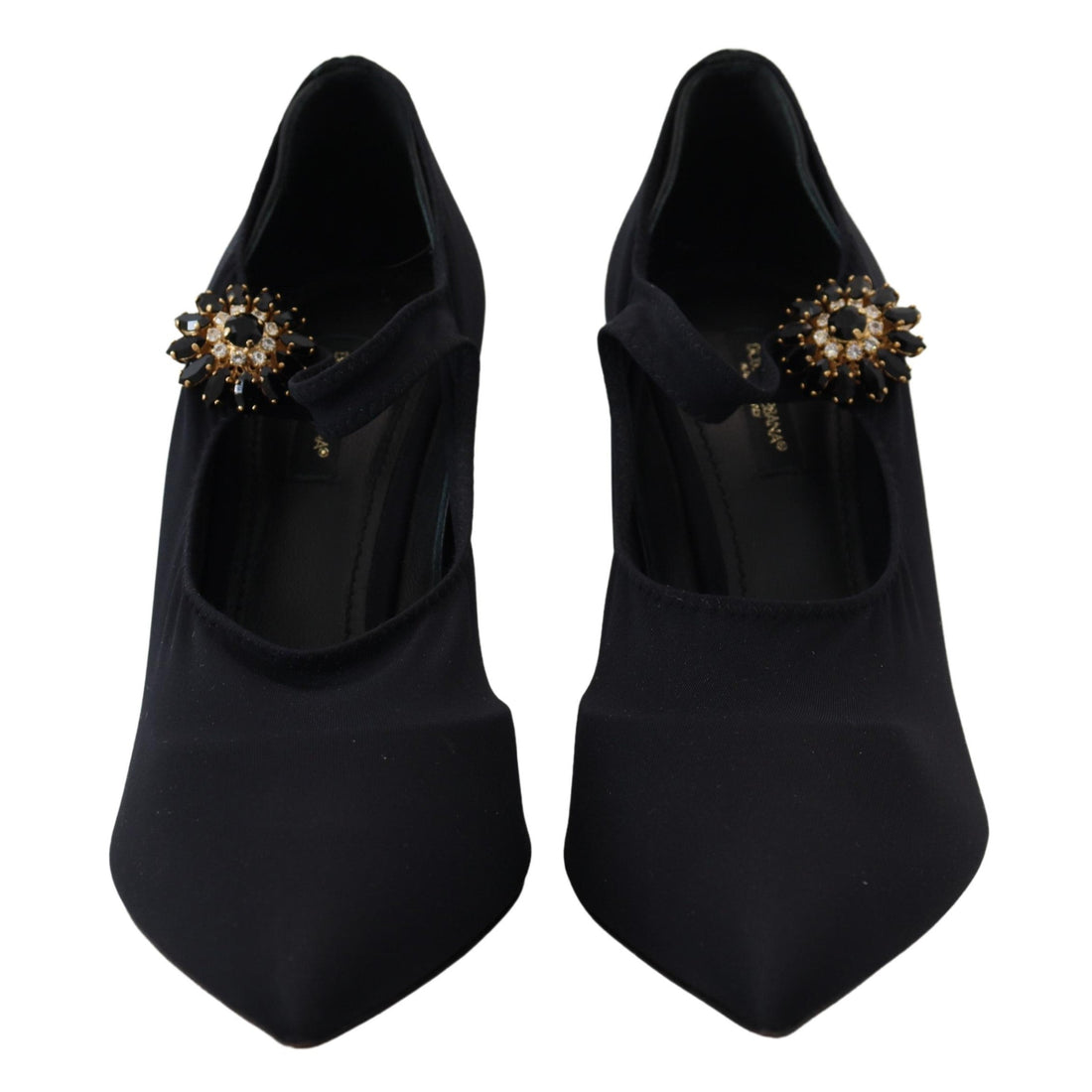 Dolce & Gabbana Black Socks Stretch Crystal Pumps Shoes