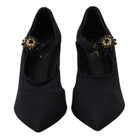 Dolce & Gabbana Chic Black Mary Jane Sock Pumps with Crystals