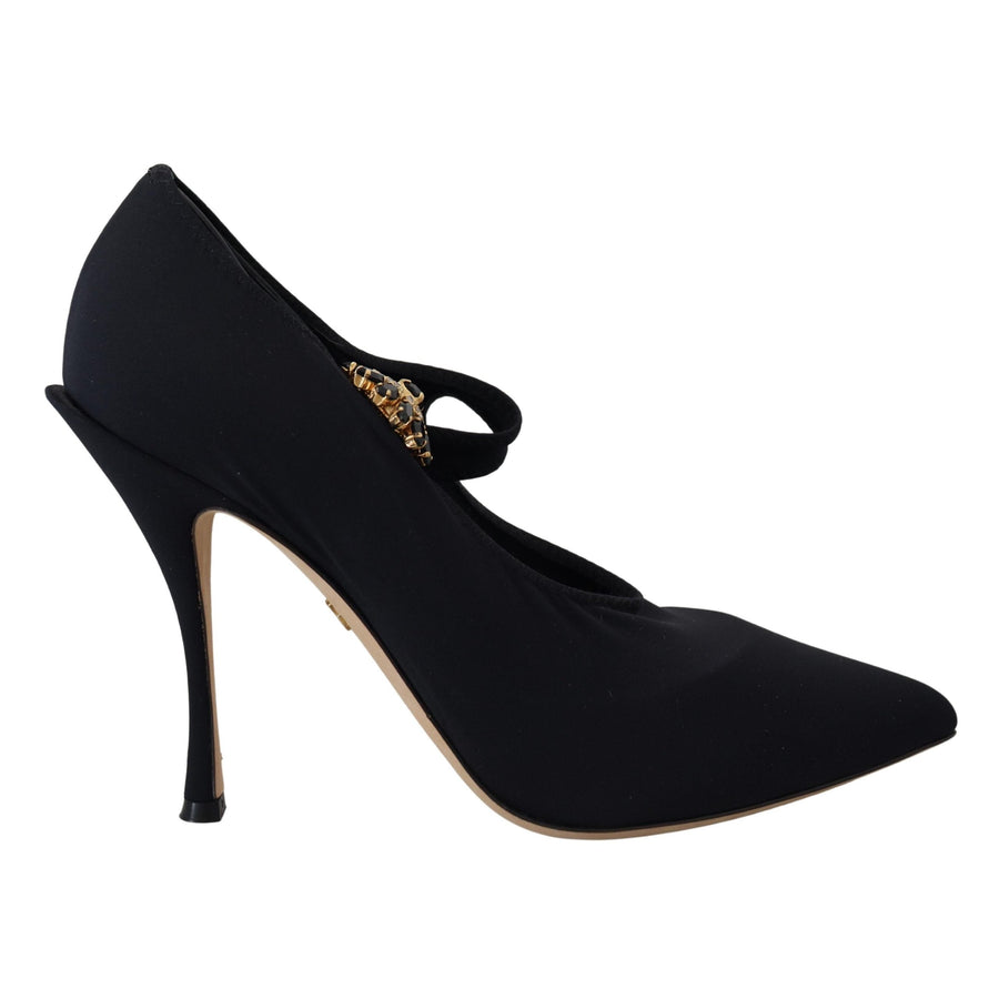 Dolce & Gabbana Black Socks Stretch Crystal Pumps Shoes