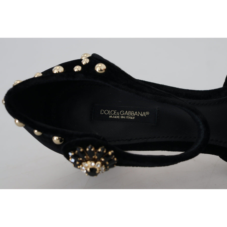 Dolce & Gabbana Black Pearl Crystal Vally Heels Sandals Shoes