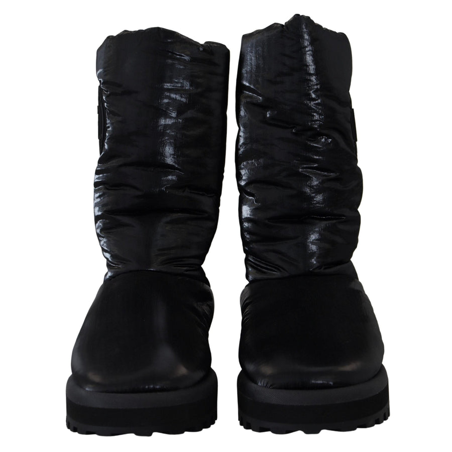 Dolce & Gabbana Elegant Mid-Calf Boots in Black Polyester