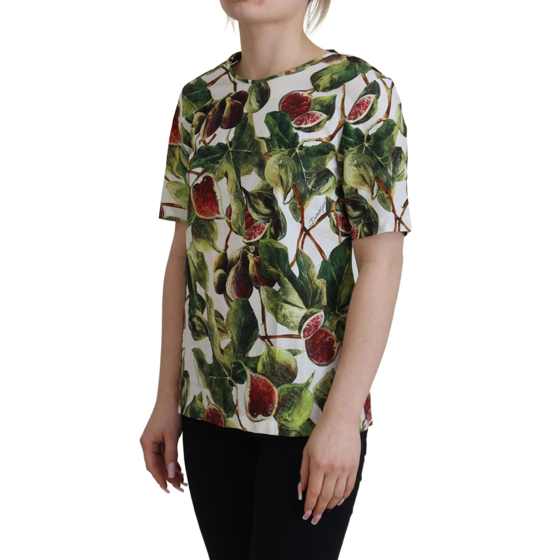 Dolce & Gabbana Chic Multicolor Fig Print Cotton Top