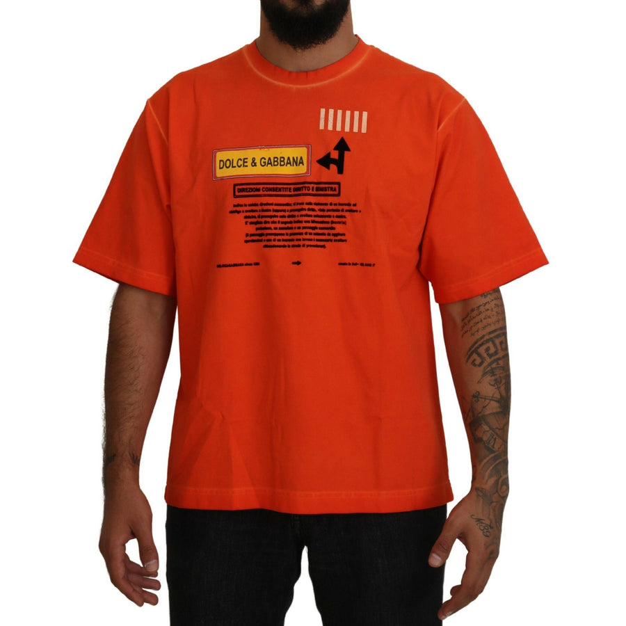 Dolce & Gabbana Elegant Crew Neck Orange Tee