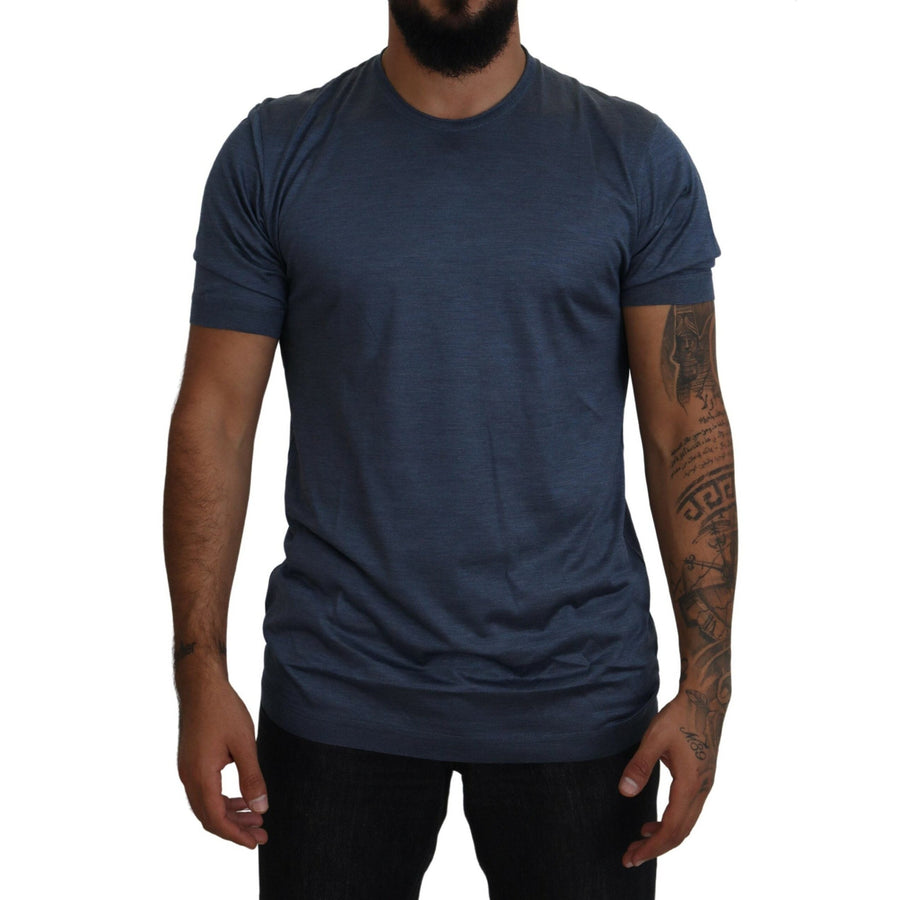 Dolce & Gabbana Elegant Silk Crewneck Blue Tee