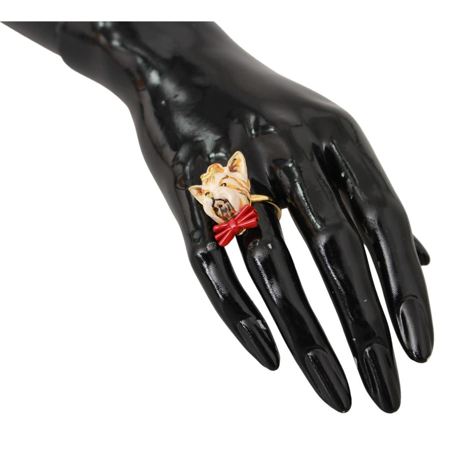 Dolce & Gabbana Chic Canine Gold-Tone Statement Ring