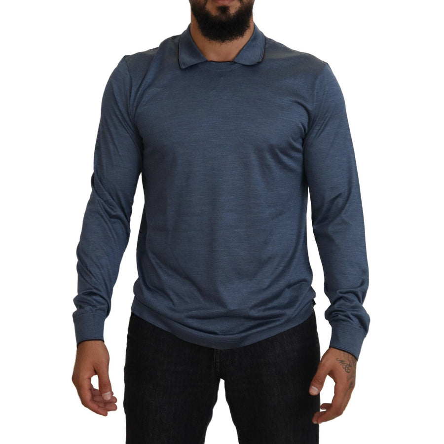 Dolce & Gabbana Elegant Silk Blue Pullover Sweater