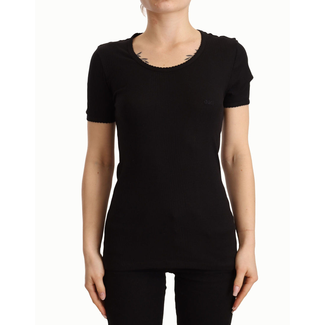 Dolce & Gabbana Elegant Black Cotton Short Sleeve Top