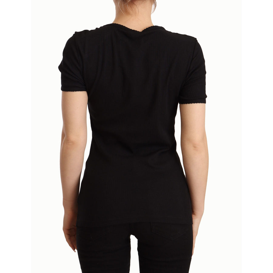 Dolce & Gabbana Elegant Black Cotton Short Sleeve Top