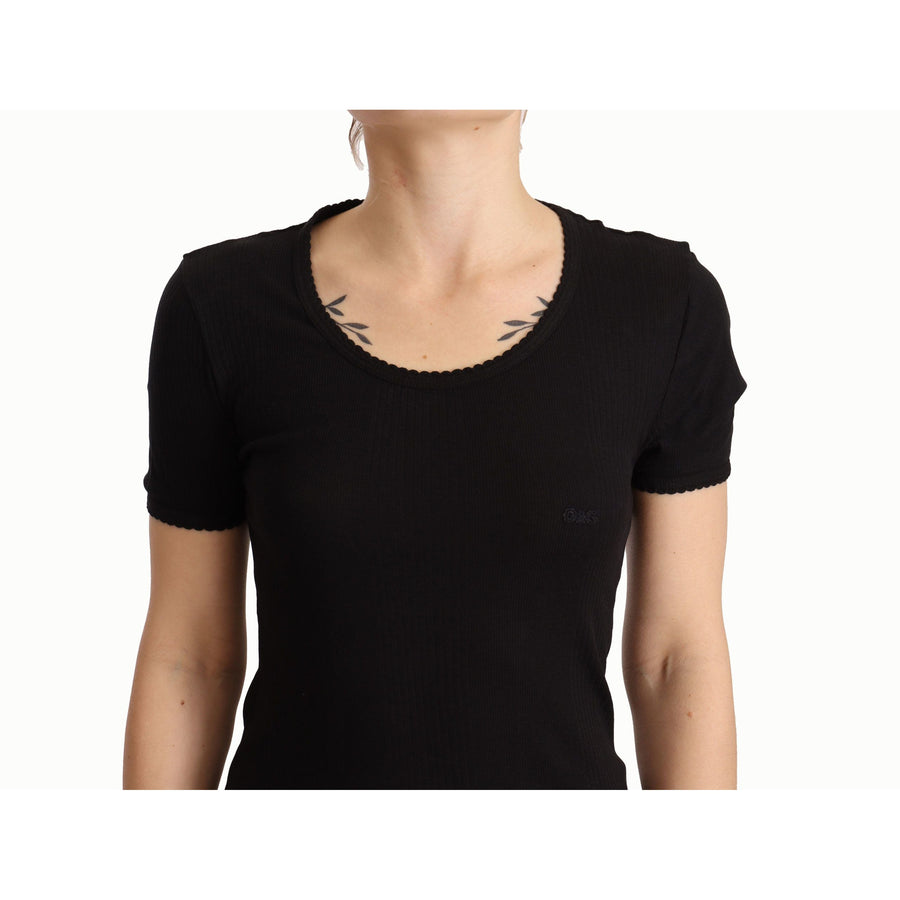 Dolce & Gabbana Elegant Black Cotton Short Sleeve Top