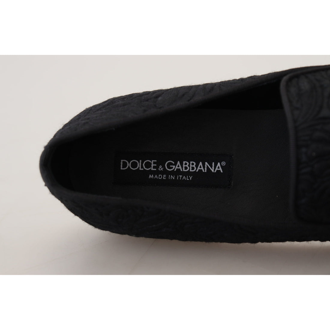 Dolce & Gabbana Elegant Jacquard Black Loafers Slide On Flats