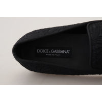 Dolce & Gabbana Elegant Jacquard Black Loafers Slide On Flats