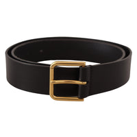 Dolce & Gabbana Elegant Black Leather Belt with Gold-Tone Buckle