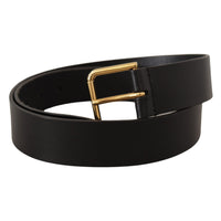 Dolce & Gabbana Elegant Black Leather Belt with Gold-Tone Buckle