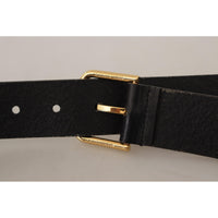 Dolce & Gabbana Elegant Black Leather Belt with Gold-Tone Buckle