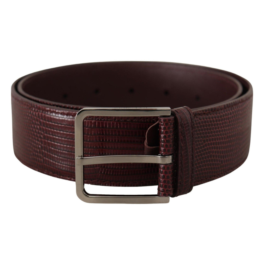 Dolce & Gabbana Elegant Maroon Leather Belt with Engraved Buckle