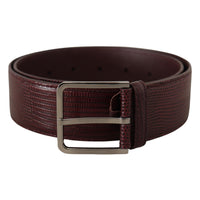 Dolce & Gabbana Elegant Maroon Leather Belt with Engraved Buckle