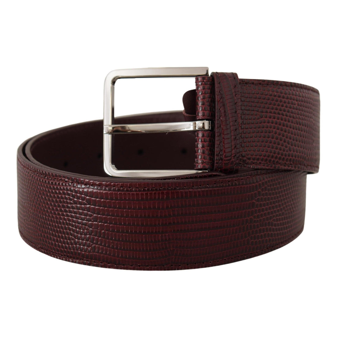 Dolce & Gabbana Elegant Maroon Leather Belt with Engraved Buckle