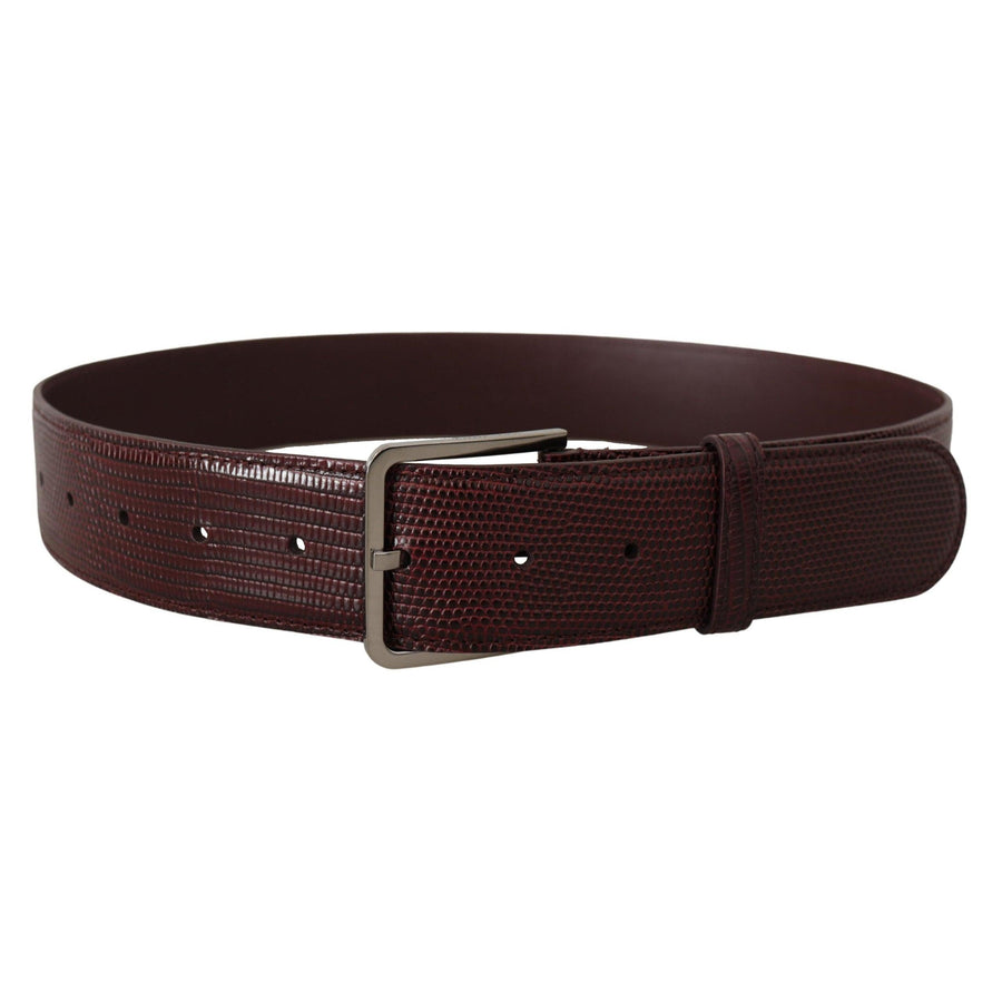 Dolce & Gabbana Elegant Maroon Leather Belt with Engraved Buckle